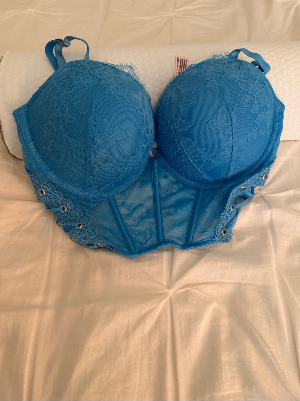 Victoria's Secret Bright Blue Lace Longline Push-Up Corset